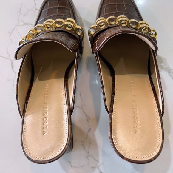 Veronica Beard Bera Chain Loafer Mule in Espresso 9 - Picture 5 of 9